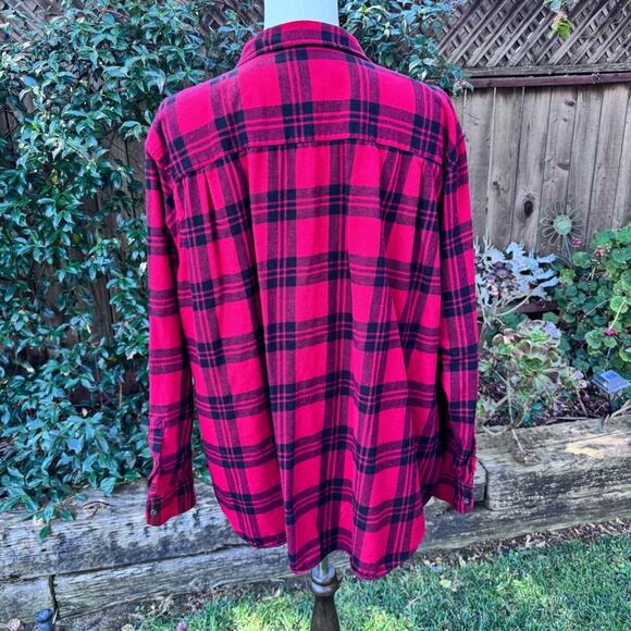 Foundry Men's 3XLT Tall Button Front Flannel Shirt Red & Black Buffalo Plaid - Picture 4 of 6